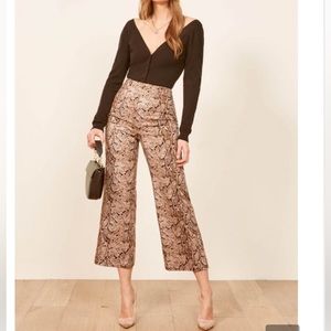 Reformation Marlon Pants in Snakeskin Size 2